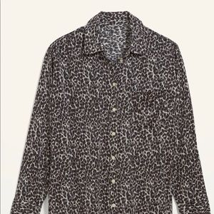 Oversized Boyfriend Leopard-Print Shirt for Women